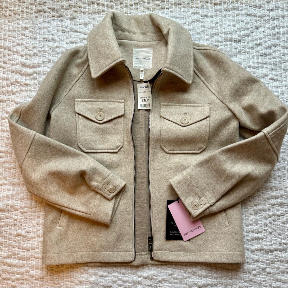 NWT Women's Avec Les Filles Tan Lightweight Jacket Size S